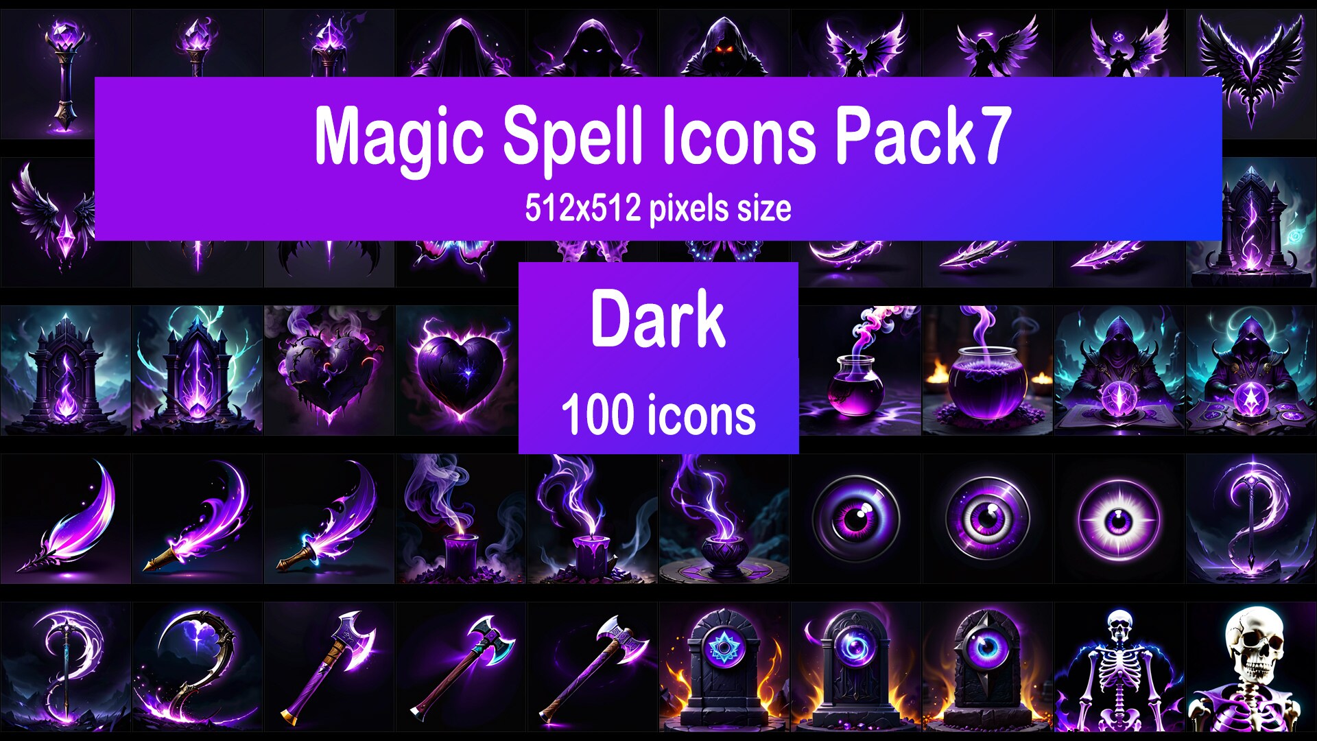 Magic Spell Icons Pack7 Dark in 2D Assets UE Marketplace